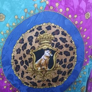 Silk Blouse 100% Baroque Parisian Tiger Animal print 90s Colorful Multicolor